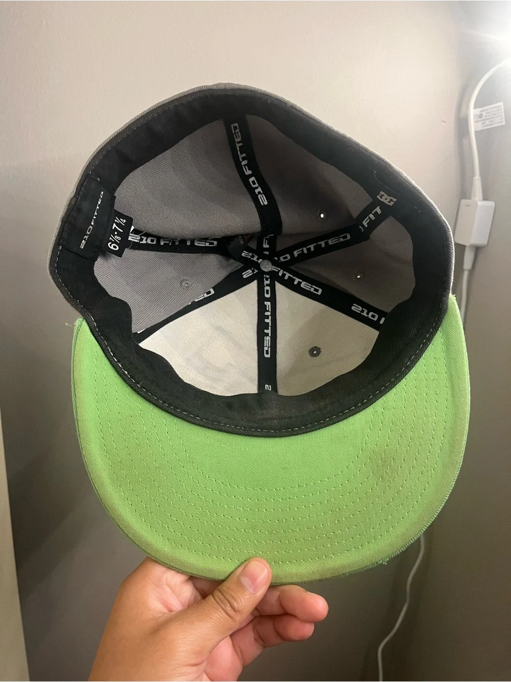 DC Kids Gray Snapback Hat with Neon Green Brim